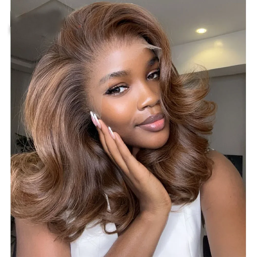 

Безклеевая мягкая длинная коричневая париковая прическа с эффектом «волна», 5x5, на шелковой основе, из еврейских человеческих волос, с baby hair, HD-кружевом, европейские волосы, предварительно выщипанная линия роста