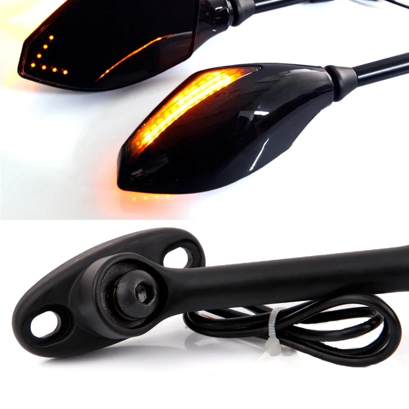 2Pcs Motorcycle Handlebar Mount Rearview Mirror With LED Turn Signal Lights For Honda CBR 900 929 954 900RR CBR1000RR