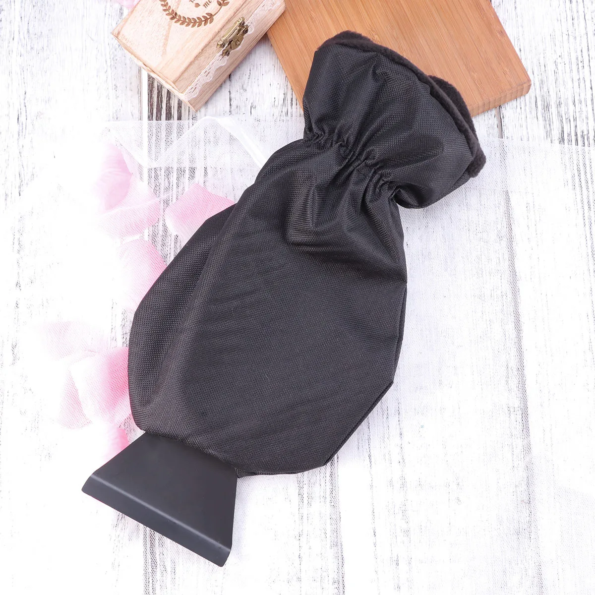 مكشطة ثلج مجرفة ثلج قفازات مجرفة ثلج للسيارة أداة تنظيف نافذة السيارة المحمولة للطقس البارد مكشطة ثلج سوداء #1