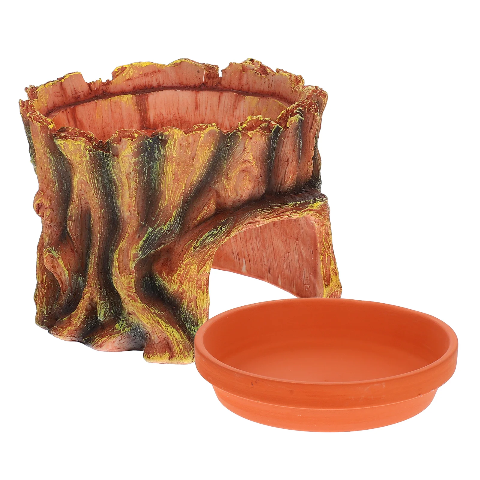 

Pet Lizard House Gecko Hideout Shelter Reptile Cave Humidity Climbing Stump Terrarium Accessories Safe Resin Multifunctional