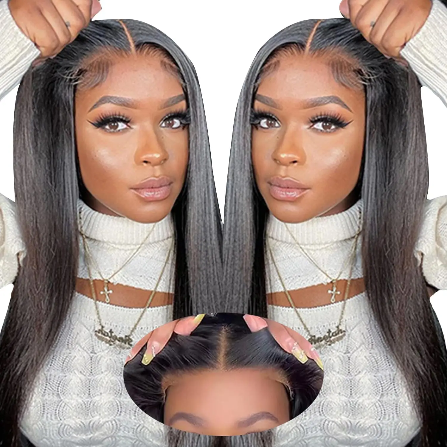 180% 40 Inch Straight Lace Front Wigs Human Hair Brazilian Glueless 6x4 5x5 HD Lace Frontal Human Hair Wigs For Women Prepluck