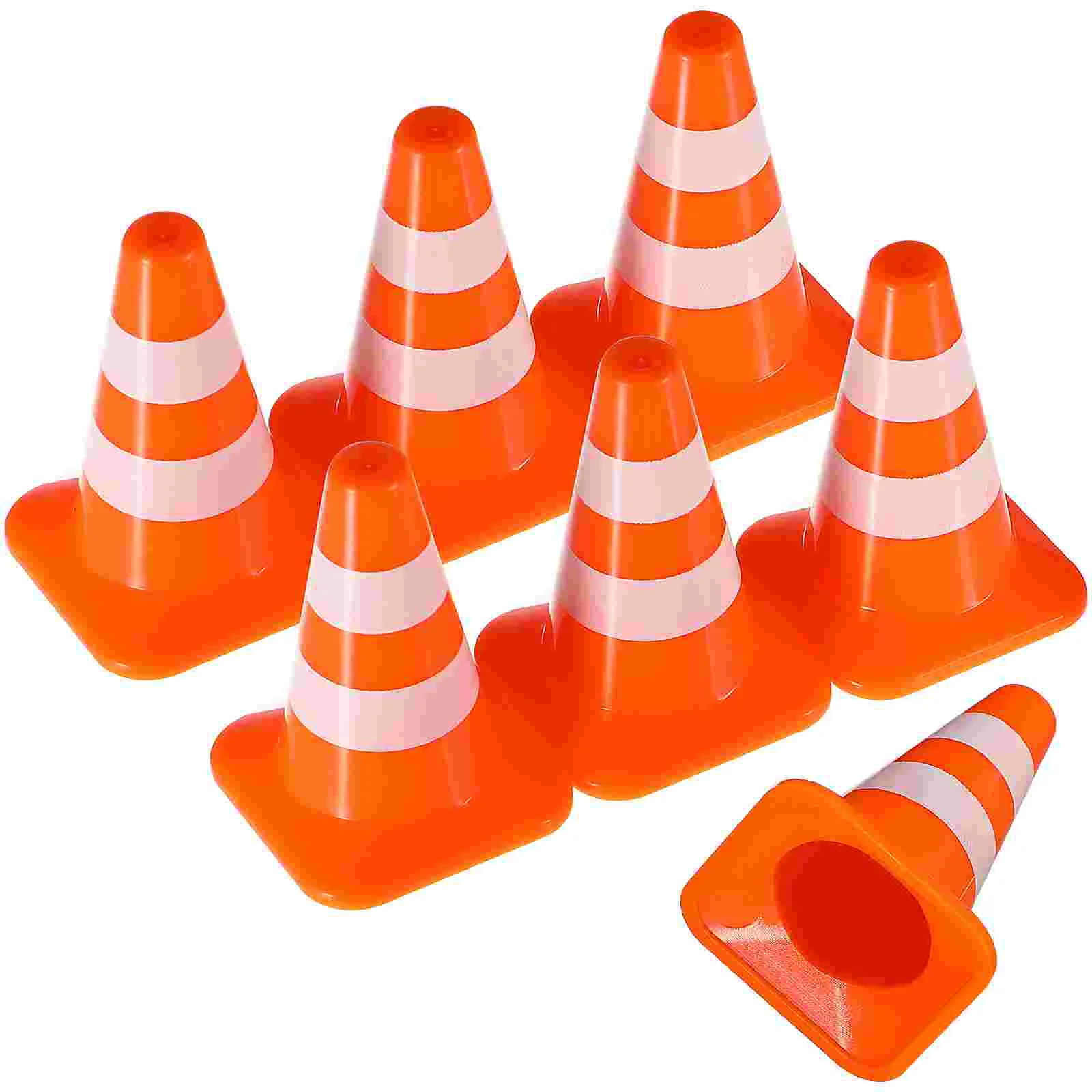 

7 Pcs Mini Construction Cones Roadblock Sand Table Model Toys DIY Traffic Ornaments Child