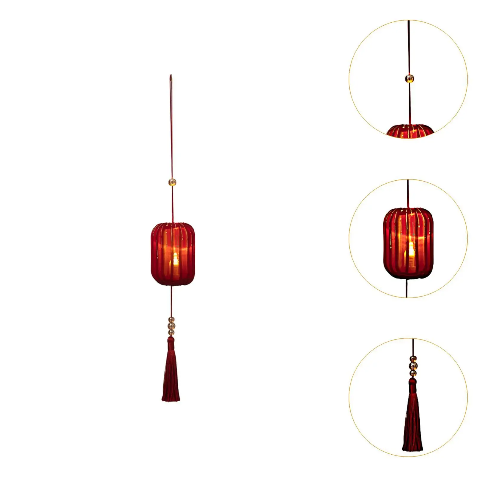 Lanterna luminosa suspensa de ano novo chinês, 14 polegadas, artesanato decorativo, lâmpada noturna com borla para sala de estar, multifuncional