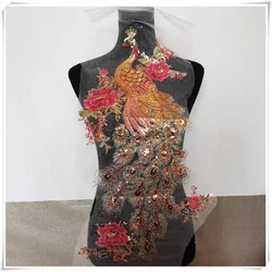 1Pc Peacock Phoenix Patches Sew on Applique for Clothing Sequin Embroidery Patch Decals Repair Clothing Accessories
