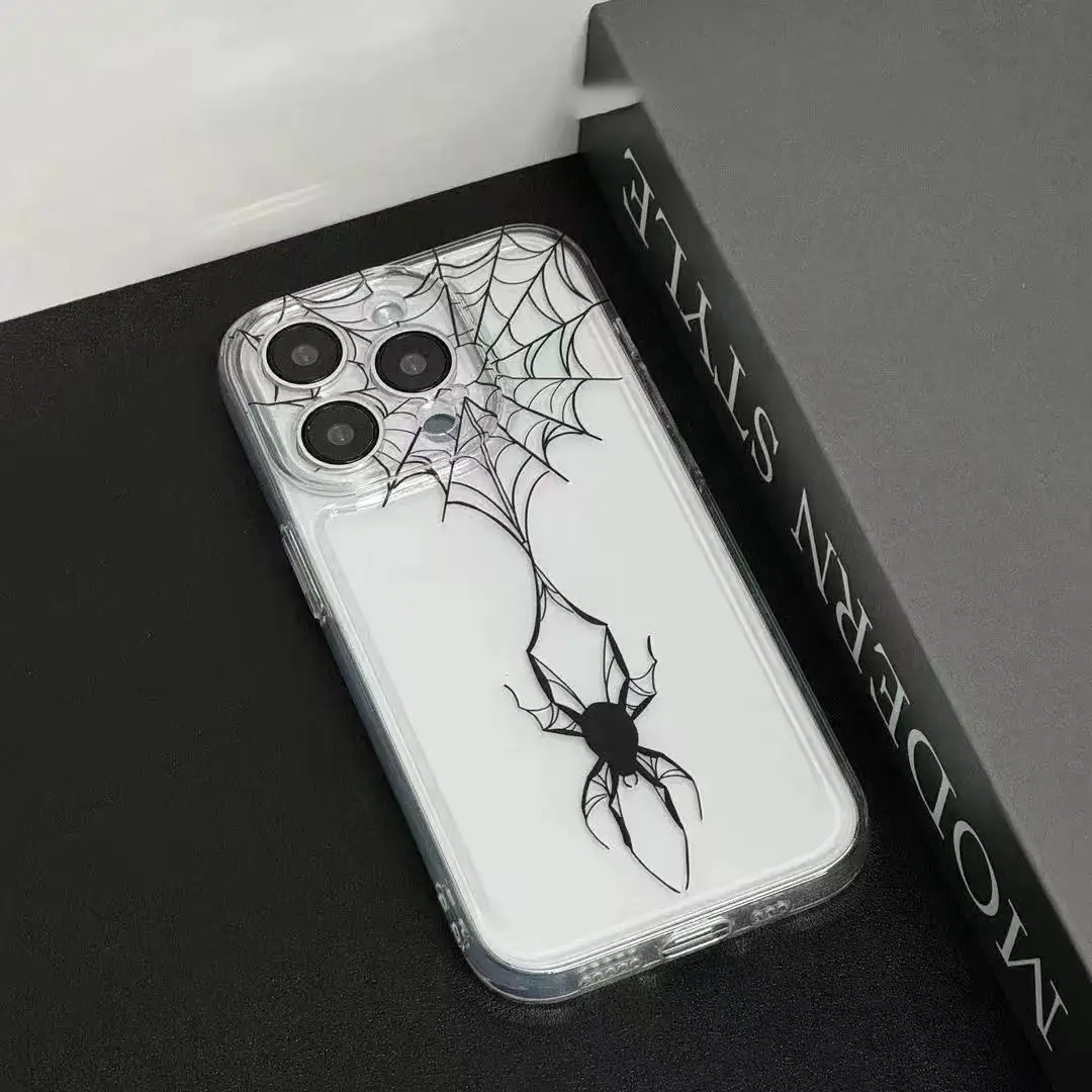 Чехол для телефона с паутиной и пауками для iPhone 16, 15, 14, 13, 12, 11 Pro XS MAX 7, XR 8 7 Plus, прозрачный чехол Fundas