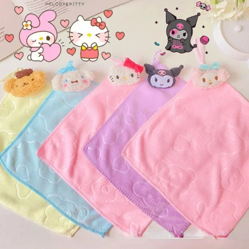 

Sanrio Hello Kitty Hand Towel Kawaii Soft Small Square Towel Hanging Hand Towel Absorbent Kitchen Bathroom Bedroom Gift 25*25cm