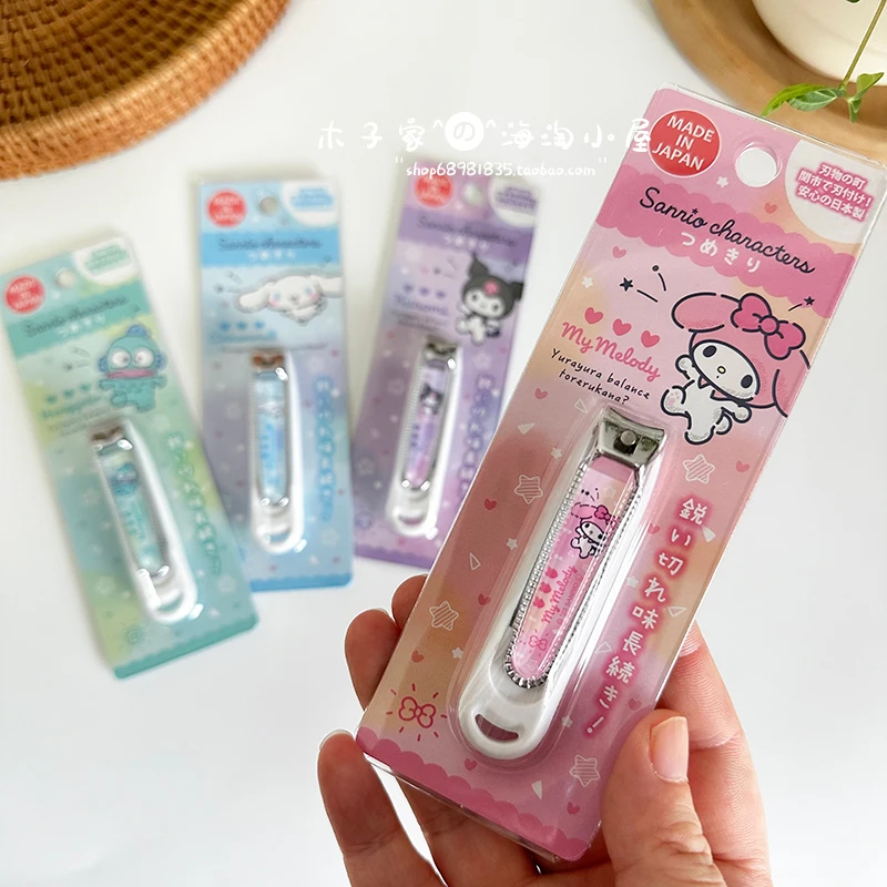 Japan-Made Sanrio Cartoon Nail Clippers Melody Kuromi Cinnamoroll Hangyodon Cute To Prevent Splashing Manicure Implements Toys