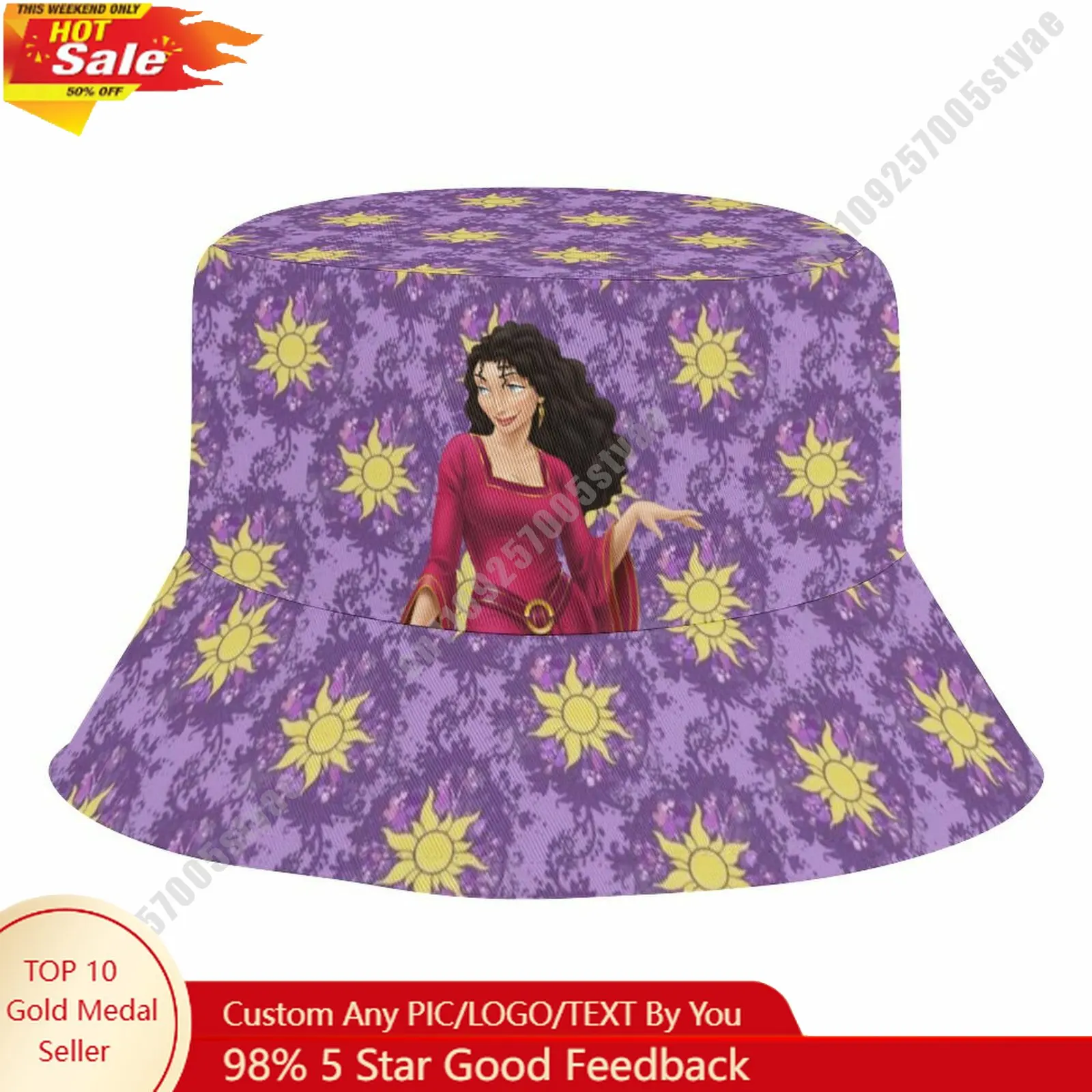

Mother Gothel Bucket Hat Disney Cartoon Character Custom Design Upload Your Image Logo Fisherman Hat 50–54cm Head Circumference