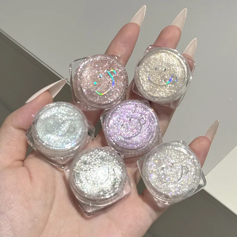 Pots de fard à paupières en Gel liquide, maquillage éblouissant, scintillant, métallique, argent, blanc, surligneur, paillettes, imperméable, brillant, ver à soie