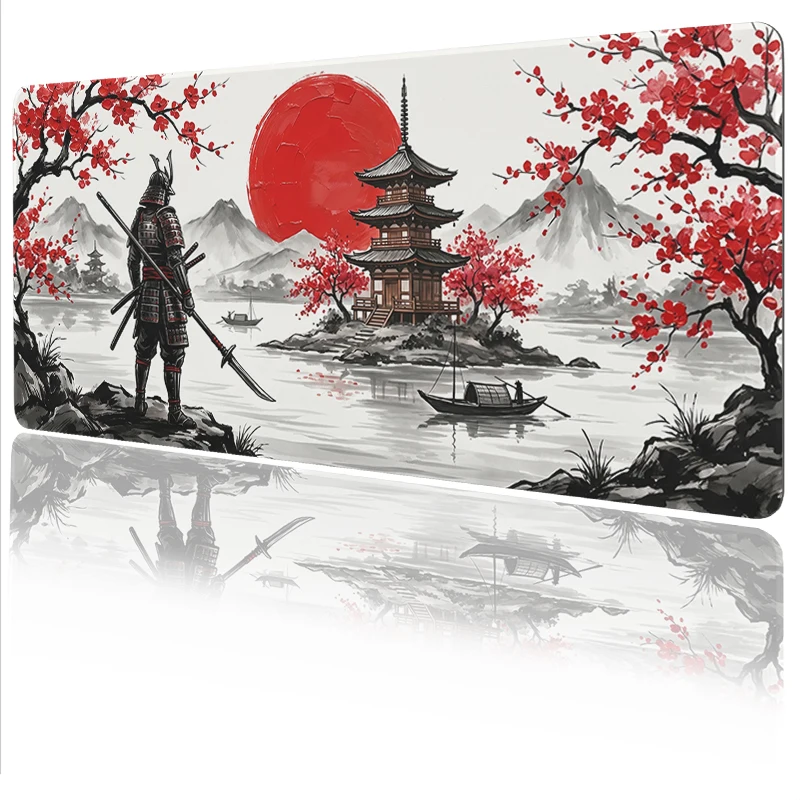 Mouse Pad Japan Samurai Red Sun Gaming printon demand Home Mousepad XXL keyboard pad MousePads Office Non-Slip Soft Table Mat