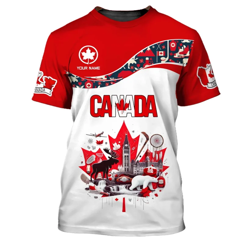 Custom Personalized Name Love Canada Tshirts For Men Women New In Short Sleeve Canada Flag Pattern T Shirt Tops Mens Tee Shirts