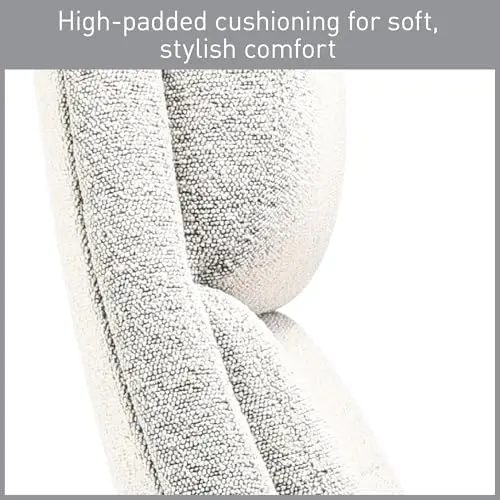 كرسي مكتب تنفيذي عالي الظهر من قماش Pizan Bouclé مريح حديث، رملي فاتح/نيكل مصقول، متوافق مع BIFMA #4