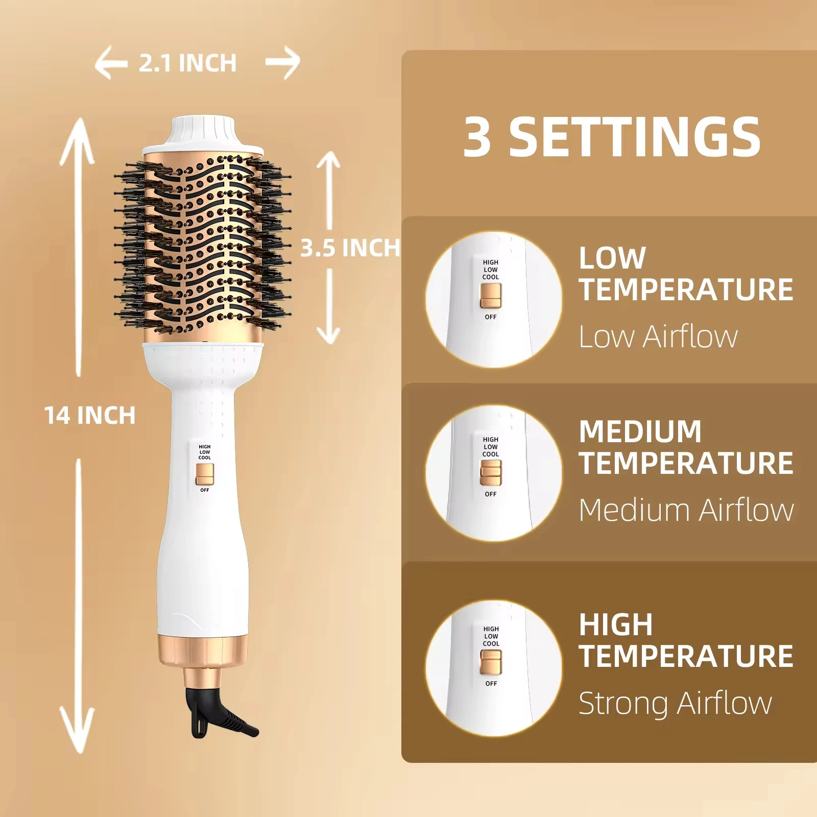 3-in-1 Hot Air Brush with Negative Ion Blow and Comb, Straight and Curl in One Hair Curler Wand