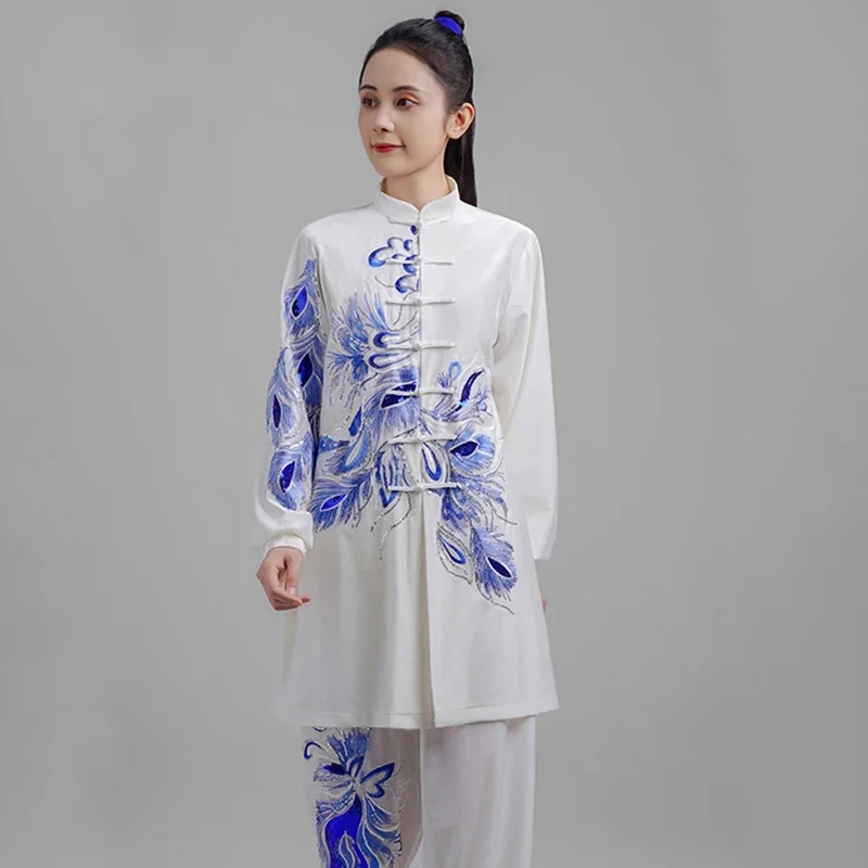 Kun Master Thicken Velvet Taichi Uniform Elegant Winter Martial Arts Suit Embroidery Kung Fu Clothes Taiji for Women