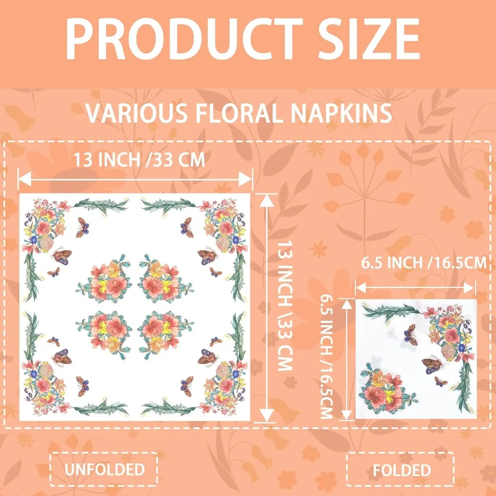 US Shipping Floral Napkins for Decoupage 20 Pack Assorted Styles Cocktail Decorative Paper for Birthday Party Craft image 5