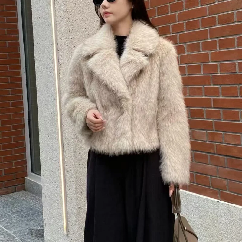 معطف نسائي من الفرو الصناعي 2025 موضة جديدة للخريف والشتاء سترة سميكة للنساء ملابس أنيقة وأنيقة للسيدات #3