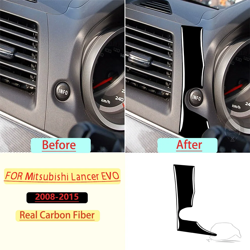 Carbon Fiber For Mitsubishi Lancer EVO 2008-2015 Car INFO Button Sticker Trim Customizable Car Sticker Interior Accessories