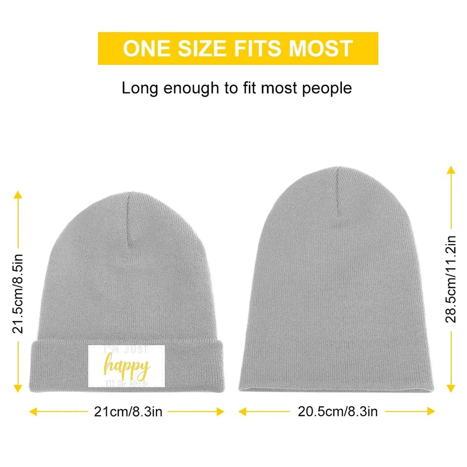 I'm Just Happy To Be Here Positive Knitted Hat New In The Hat Military Tactical Cap Caps For Women Men's