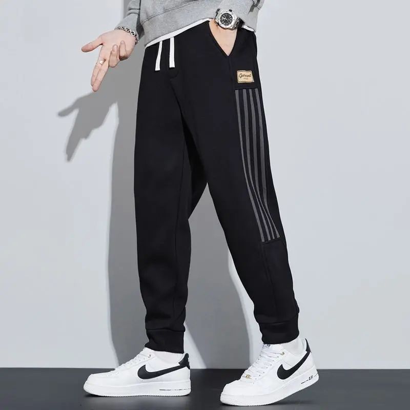 

Bla Fce Lined Men's Casual Pants Autumn Winter Loose Fit Trendy Brand Harlan Cuffed Pants Versatile Casual Trousers for Men