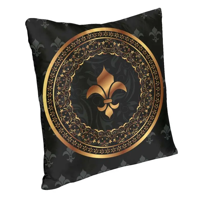 Luxury Golden Royal Fleur De Lis Cushion Cover 35x35 cm Lily Flower Fleur-De-Lys Soft Throw Pillow Case for Sofa Car Pillowcase