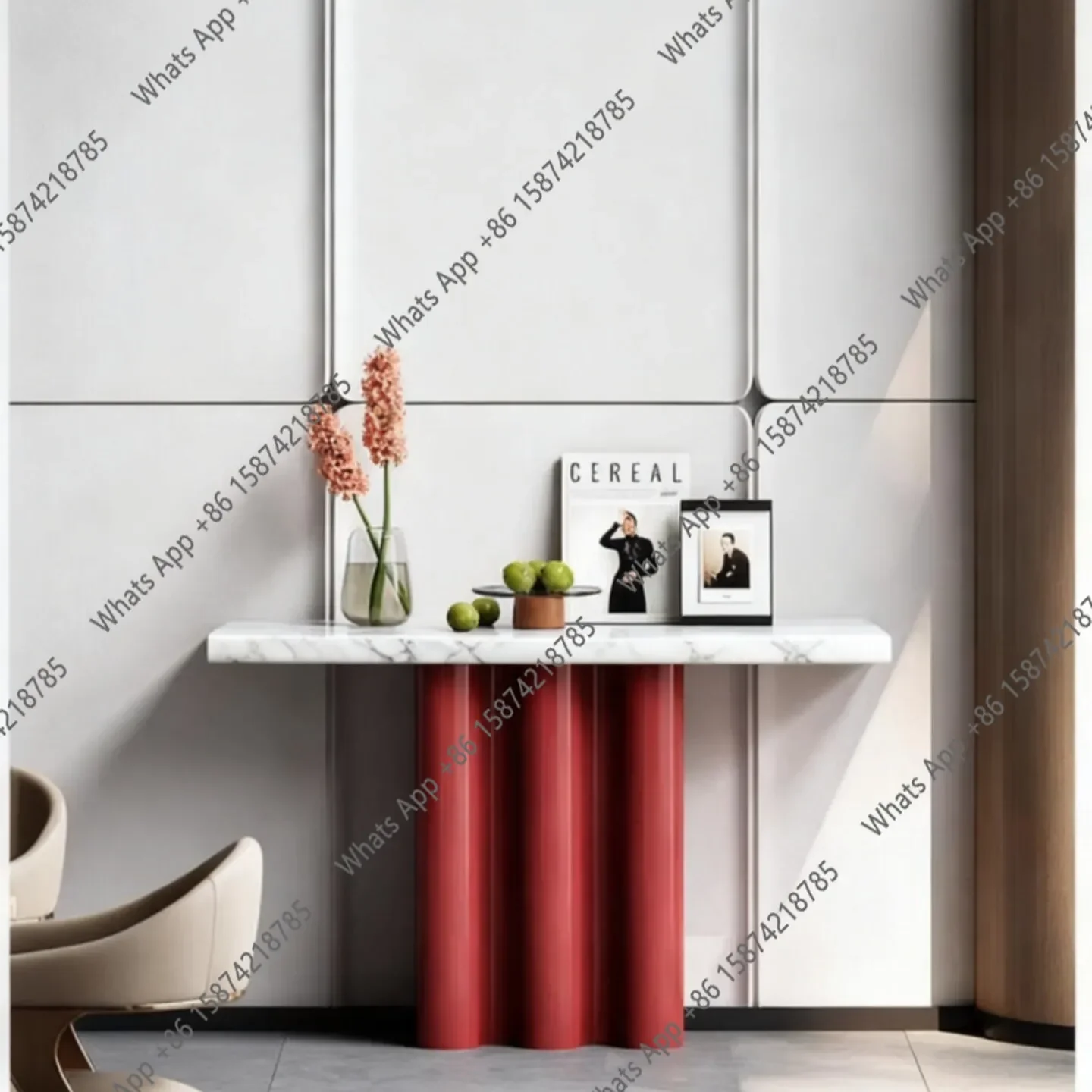 H Modern Simple Xuanguan Platform Marble Texture Round Side Table Living Room Decoration Table High Value Italian Style