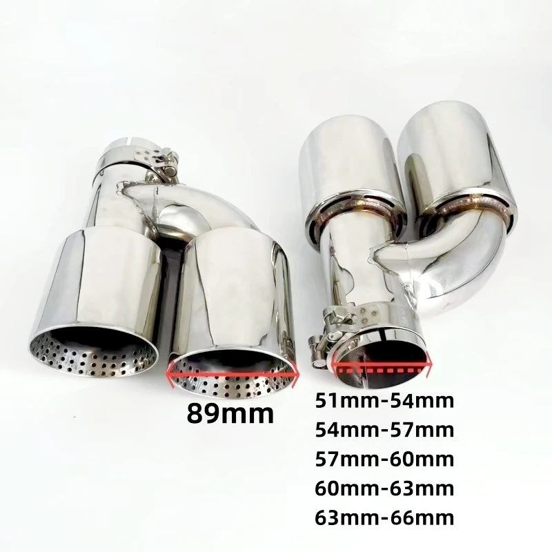 

51 54 57 60 63mm Matte Stainless Steel Car Exhaust Tip Pipe Universal Exhaust System For VW GTI MK7 Golf7 Nozzle Muffler 1 pair