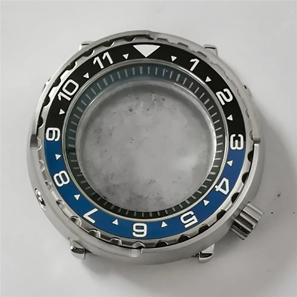 45MM Mineral Glass Stainless Steel Case Black Inner Shadow Watch Case for NH35/NH36 Watch Movement