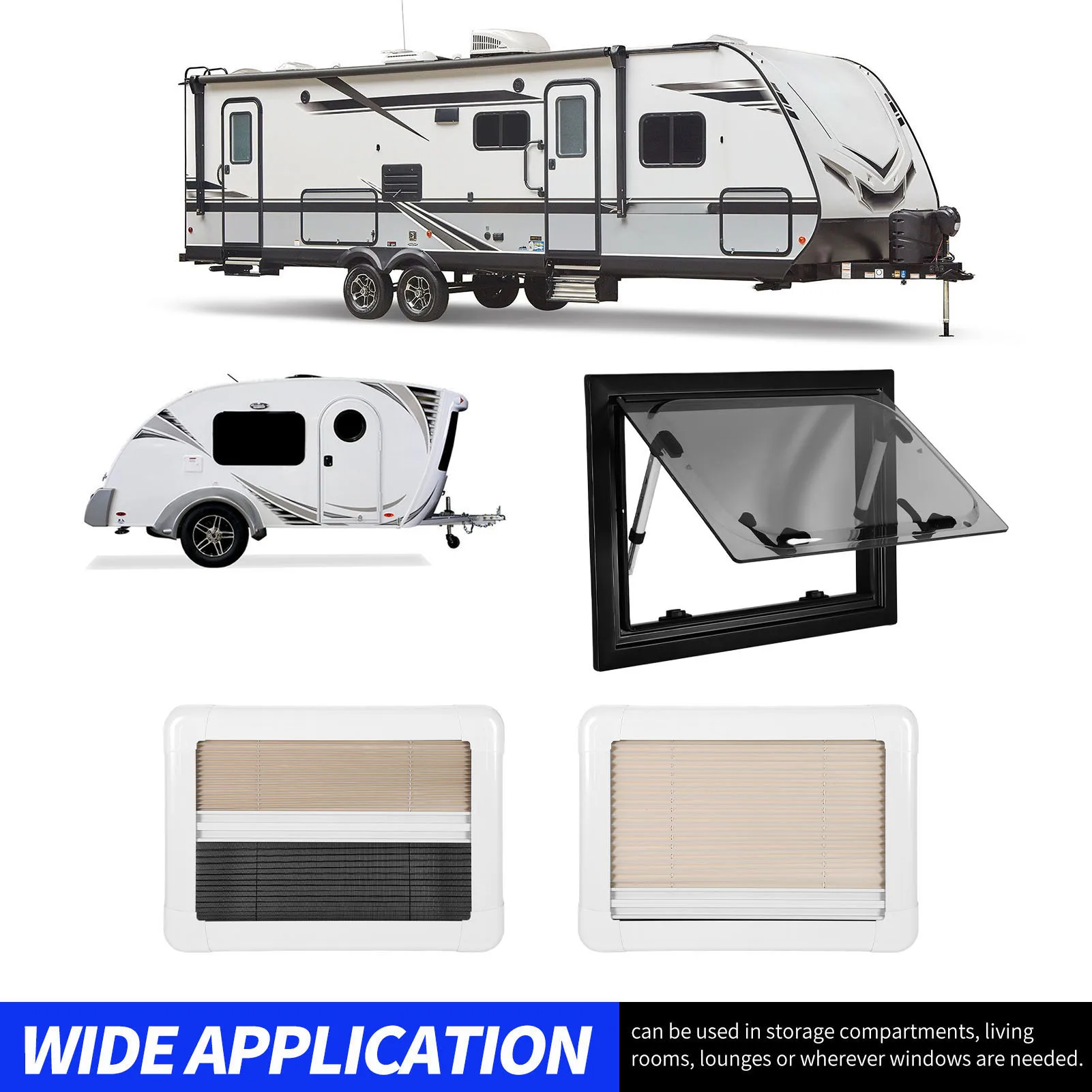 

16 X 12 Inch RV Window With Screen Sunshade Double Layer UV Proof Right Angle Push Out Window For Camper Trailer