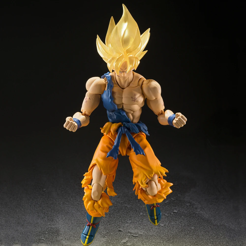 Bandai Genuine S.H.Figuarts Dragon Ball Son Goku 14CM Super Saiyan Action Figure Battle Damage Form Boxed Model Doll Toys