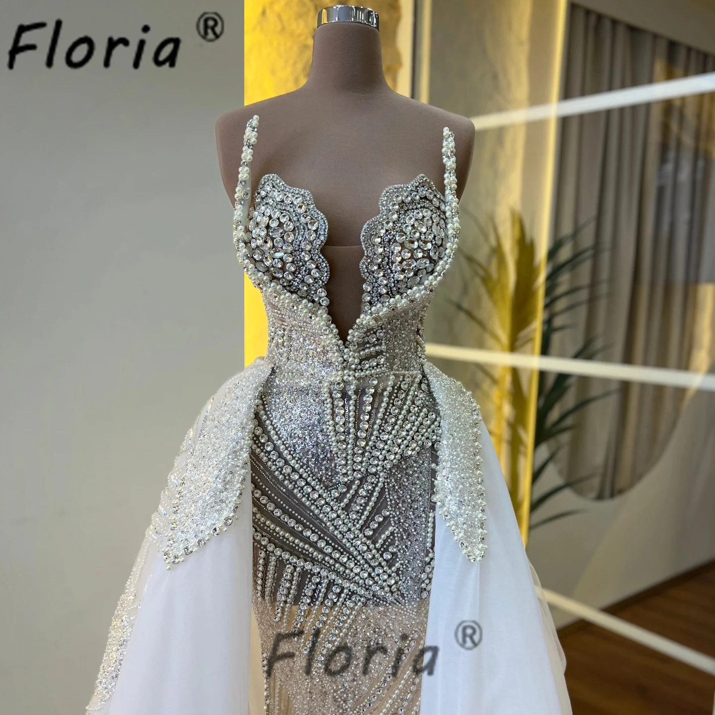 Vestido De Noiva Elegant Full Pearls Crystal Mermaid Wedding Dress 2025 Couture Quality Customized Bead Africa Woman Bridal Gown