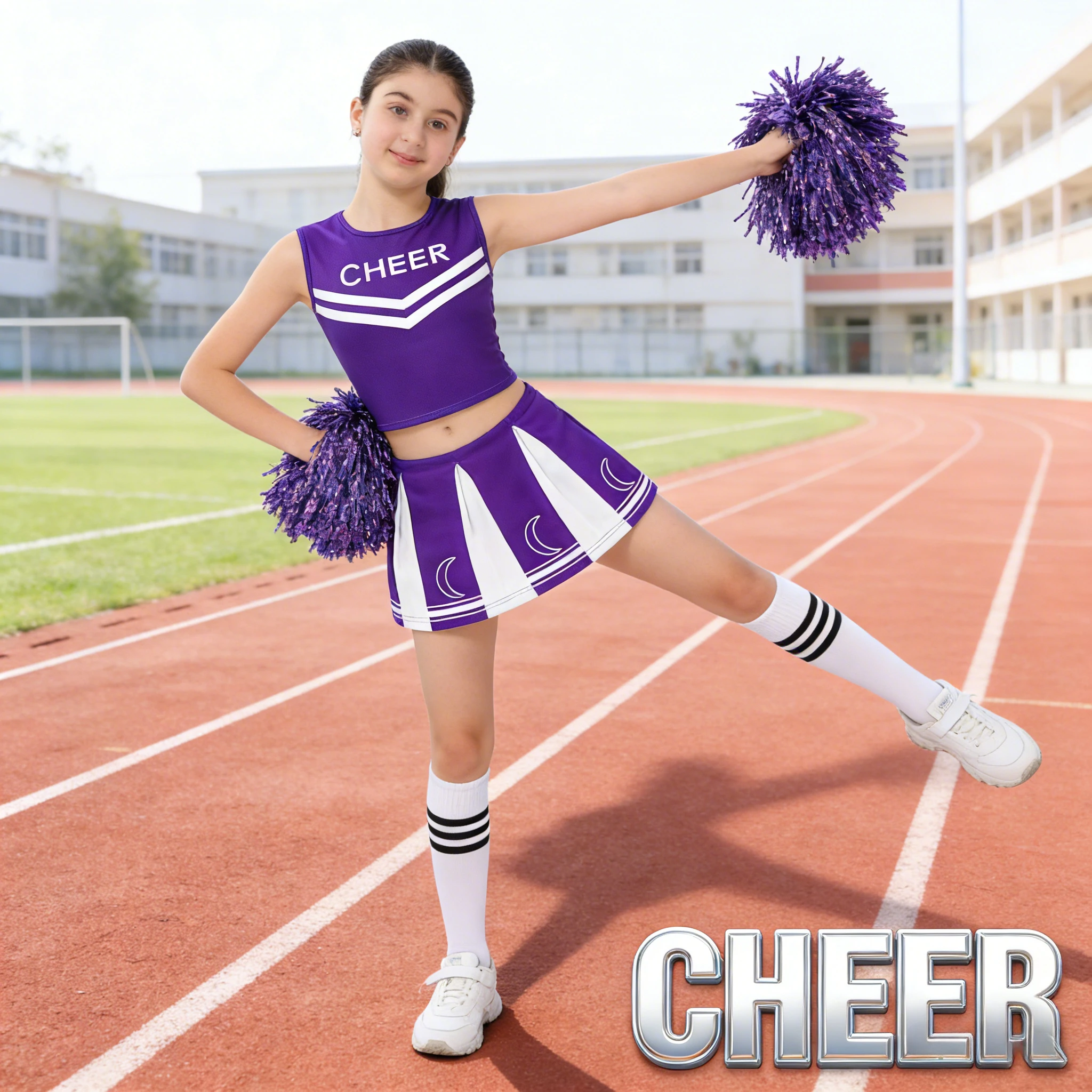 Kids Cheerleading Outfit Student Sports Performance Wear Cheer Competition Costume Dance Dress