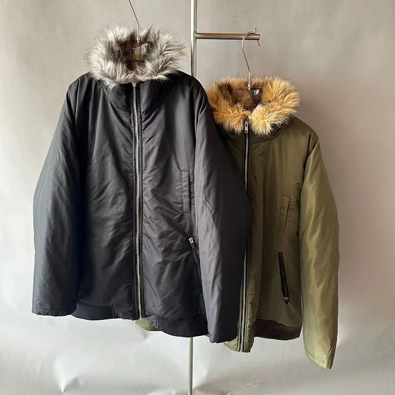 

Women's winter jacket New lamb wool splicing warm thick coat for 2025 Couple style high neck windproof parkas y2k padded jacket