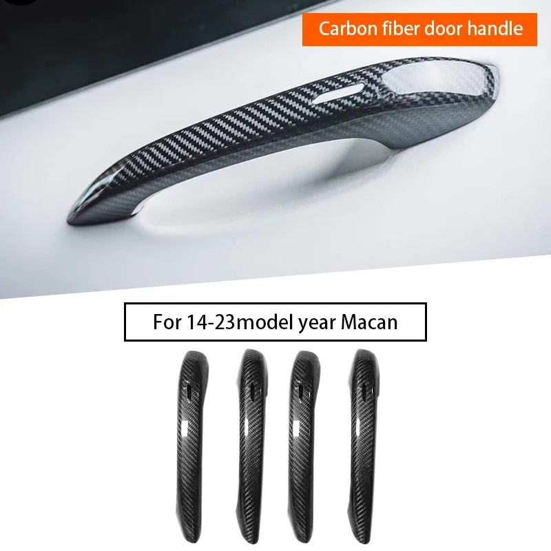 Carbon Fiber Door Handle Trim Cover Auto Door-Handle-Cover Decorative Stickers for Porsche Macan 95B 2014-2023