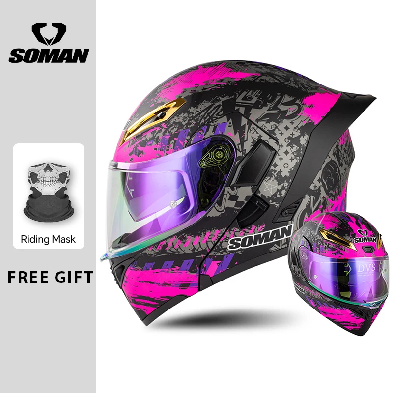 خوذة دراجة نارية للرجال معتمدة من وزارة النقل خوذة موتو قابلة للطي مع قناع مزدوج وحدات خوذة لكامل الوجه للرجال البالغين Cascos Para Motos #3