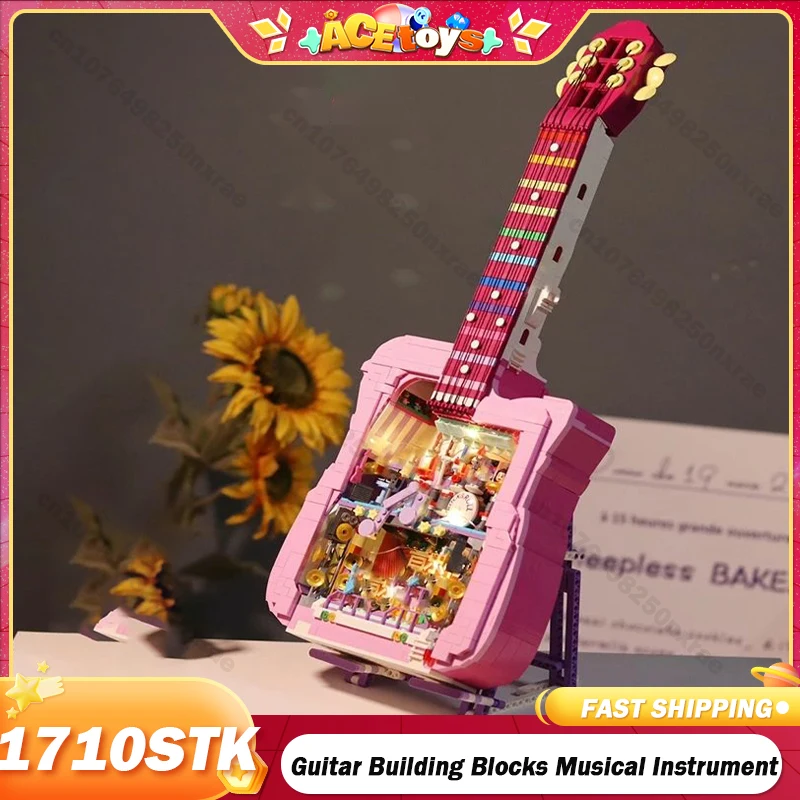 Gitarren bausteine Musik instrument Musik serie Mini Band Gitarre DIY Montage Mikro Ziegel Lernspiel zeug Geschenk für Kinder