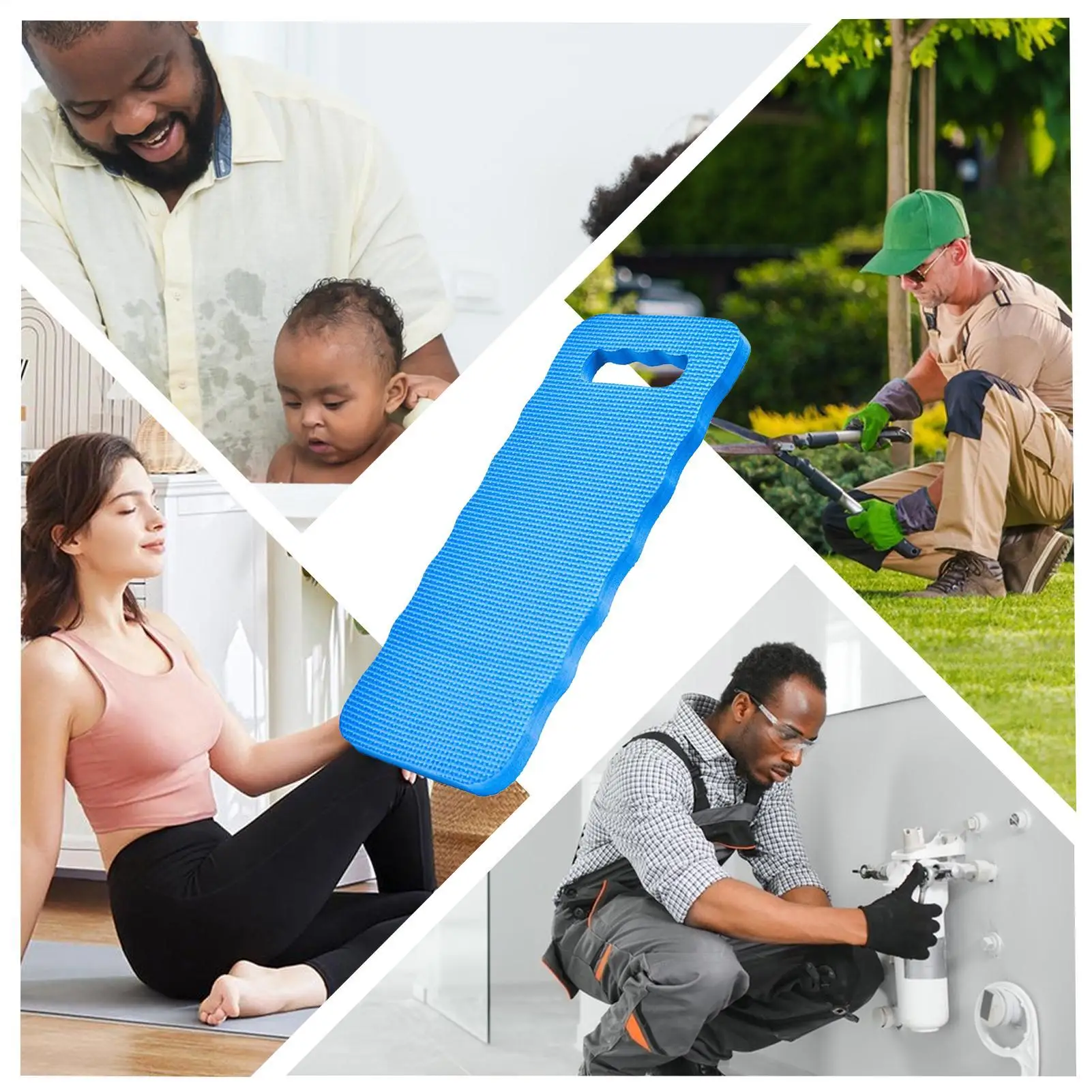 フォームひざまずくパッド衝撃吸収膝クッション人間工学に基づいた膝クッションヨガエクササイズベビー入浴屋外用ハンドル付き