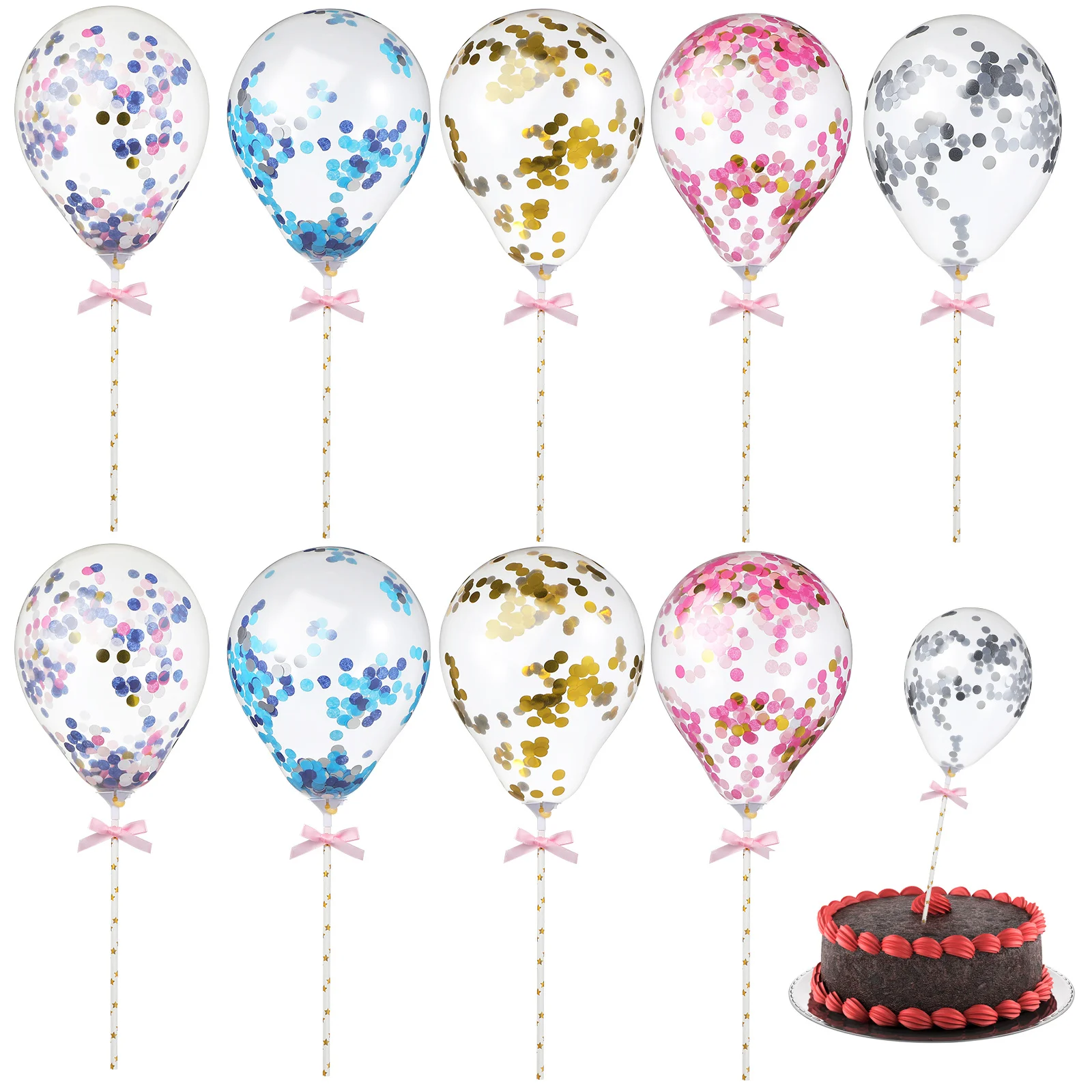 

10pcs Balloon Topper Creative Festival Dessert Insert For Party Baking Decoration Cake Picks Cake Supplies Decor