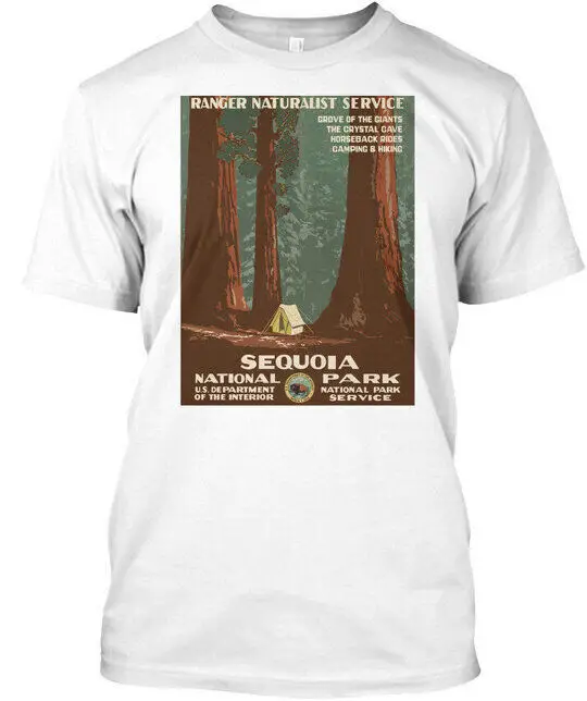 Vintage Travel Sequoia National Park - Ranger T-Shirt     Summer Tees Cotton Luxury brand vintage oversized