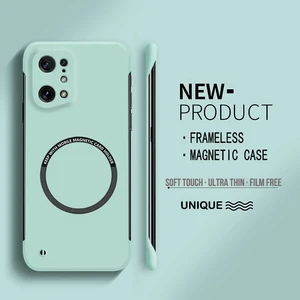 oppo reno 5 6 8のための超薄いハードPC磁気フレームレス電話ケースx3ネオリットx5プロワイヤレス充電マットカラーカバー 10ベストセールスかわいい電話ケースOPPO -8