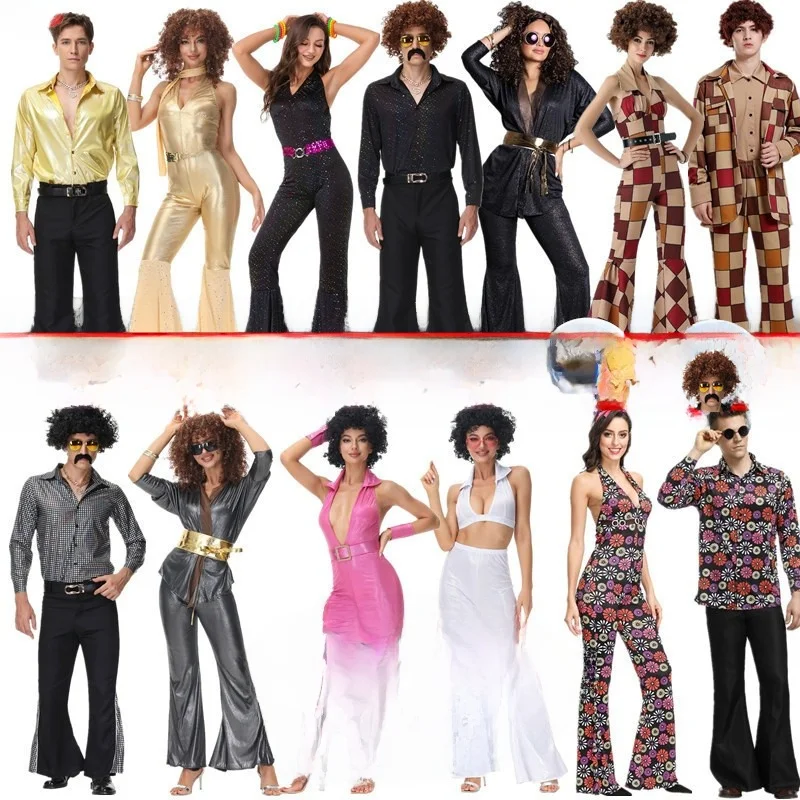 

Retro Disco Costume loween 780s Disco Nightclub Performance Bar Masquerade Ball Cosplay Outfit Hippie Sle Polyester Fiber