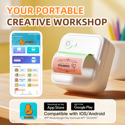 DOLEWA D8 Mini impresoras portátiles inalámbricas Bluetooth fabricante de pegatinas sin tinta impresora etiqueta precio máquina para oficina escuela cocina