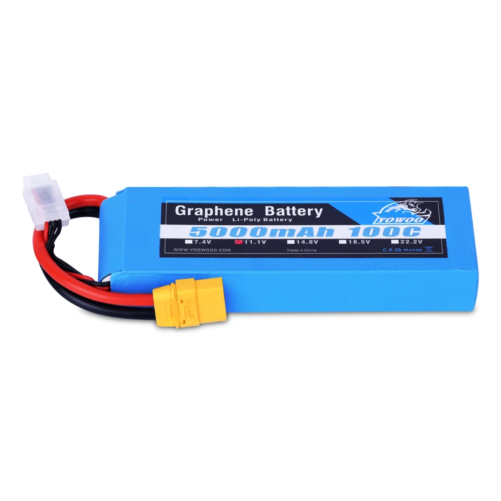 Paquet de 1/2 Yowoo graphène 3S Lipo batterie 11.1V 5000mah XT60 100C RC avion hélicoptères voiture bateau camion pièces