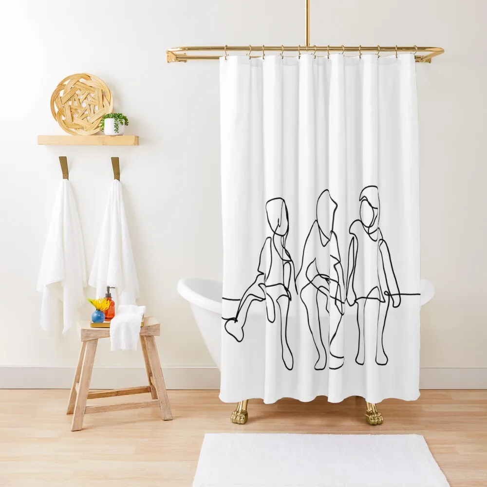 

Happy Family Kids Line Art Drawing Shower Curtain Waterproof Fabric Shower Bathroom Deco Cute Shower Bathroom Box Curtain