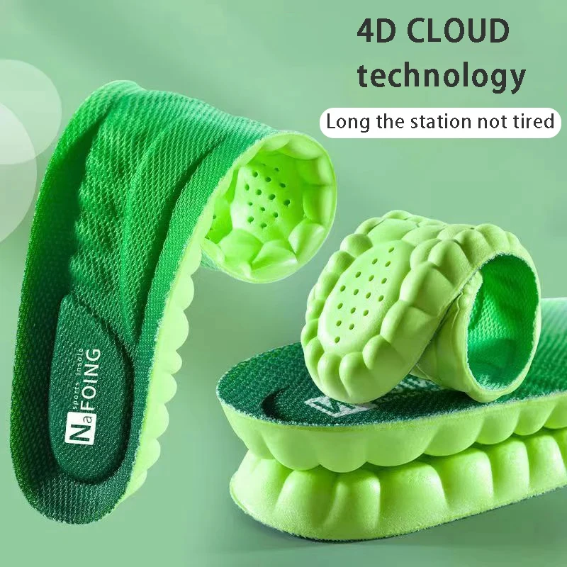 Semelles intérieures orthopédiques de Sport 4D, Super douces, respirantes, haute élasticité, Absorption des chocs, coussinet de chaussure de course, coussin déodorant Anti-douleur