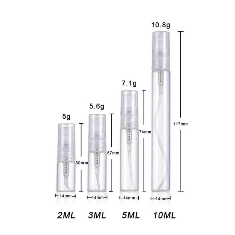 50/100PCS 2ML 3ML 5ML 10ML Schwarz Tragbare Glas Parfüm Flasche Leere Nachfüllbare Flasche kosmetik Flasche Probe Dünne Glas Fläschchen – Detail 1