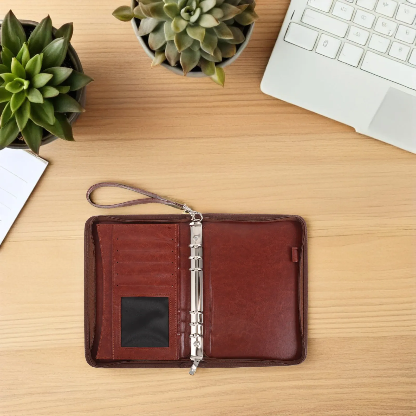 

Loose Leaf Binder Portfolio with Zipper Refillable Padfolio for Business Office Meetings Notes Documents Organizer Journal