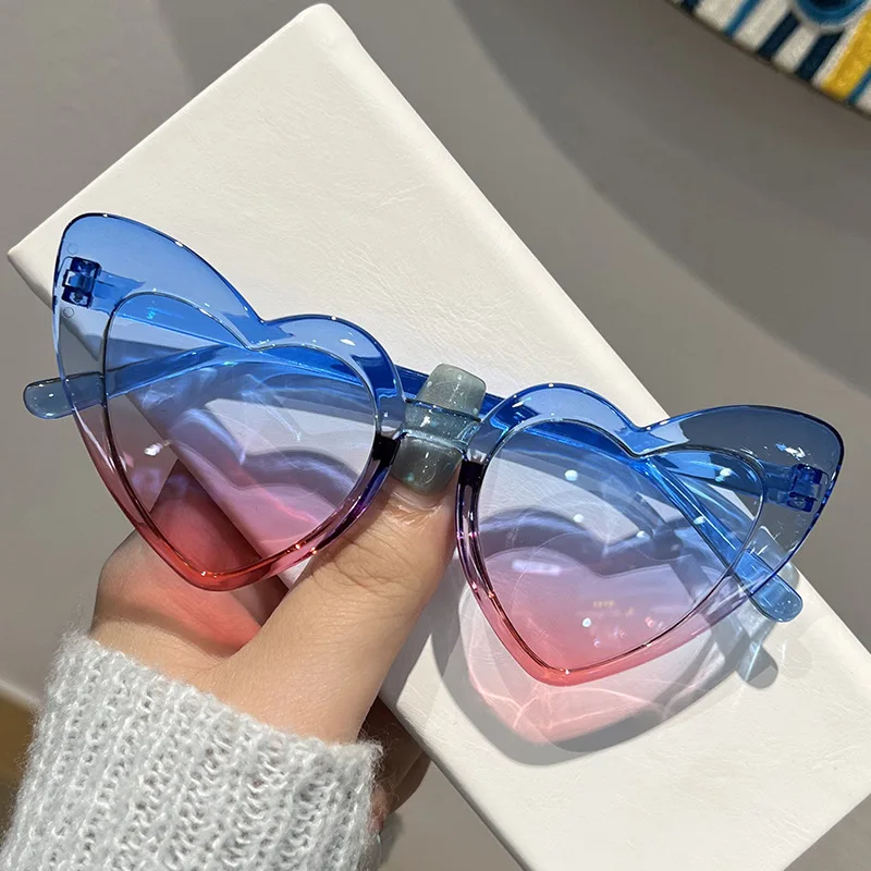 الحب على شكل قلب النظارات الشمسية النساء إطار كبير أزياء لطيف مثير الرجعية القط العين خمر نظارات شمسية UV400 حماية للجنسين النظارات