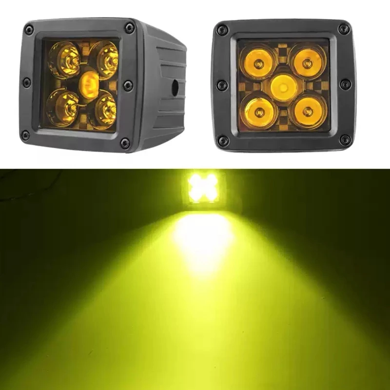 25W LED Off-Road Work Light Waterproof Driving Light Square Fog Light Yellow Light For Car Truck Atv Trailer Motorcycle