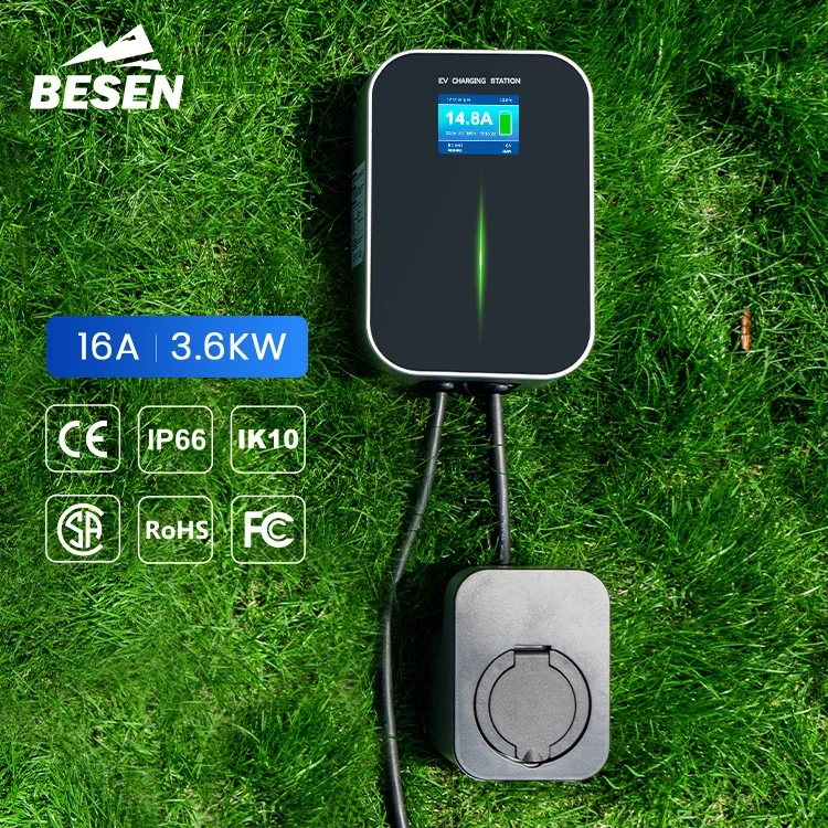 BESEN Customized Color EV Car Charging Station 3.5kW 16A 1phase TPU Cable CE FCC Certification Electric Vehicle Charger