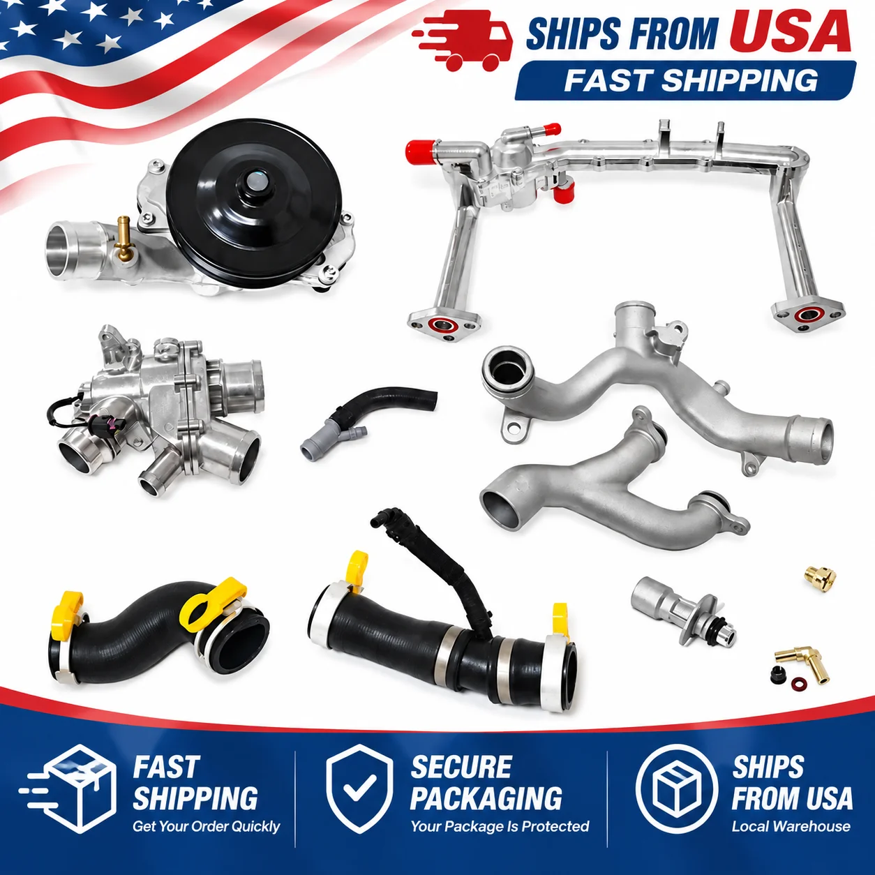 Metal Cooling System Upgrade Kit for Jaguar XE XF XJ F-Pace F-Type  for Land Rover 3.0L V6 Supercharged High Temp Coolant Hose Pipe LR069809 LR097165 LR109401
